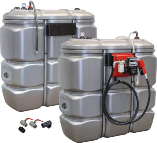 KIT DE 2 TANQUES DE ARMAZENAMENTO DE GASÓLEO PEAD 1500L DE PAREDE DUPLA