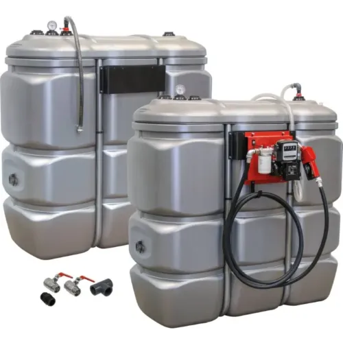 KIT DE 2 TANQUES DE ARMAZENAMENTO DE GASÓLEO PEAD 1500L DE PAREDE DUPLA