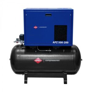 Compressor de ar silencioso de dois pistões APZ 500-200 | 10 bar | 4 CV / 3 kW | 378 l/min | 200 L