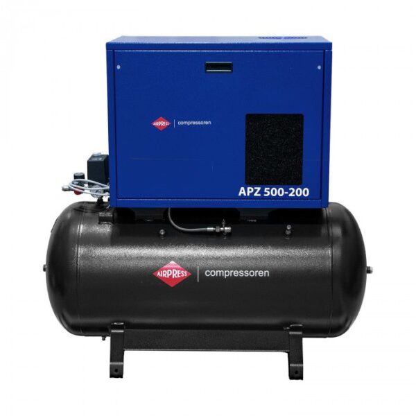 Compressor de ar silencioso de dois pistões APZ 500-200 | 10 bar | 4 CV / 3 kW | 378 l/min | 200 L