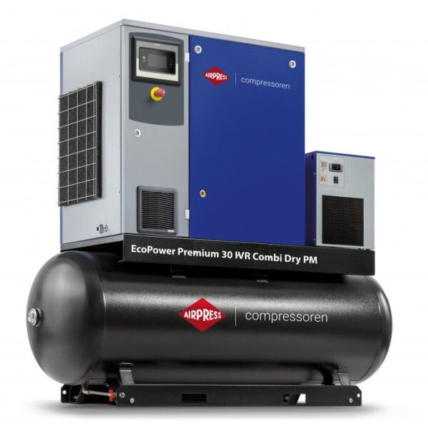 Compressor de parafuso EcoPower Premium 30D Combi Dry PM IVR 13 bar 30 CV / 22 kW 672 - 4027 l/min 500 l