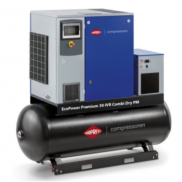 Compressor de parafuso EcoPower Premium 30D Combi Dry PM IVR 13 bar 30 CV / 22 kW 672 - 4027 l/min 500 l