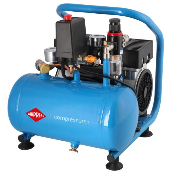 Compressor de ar silencioso sem óleo L 6-95 | 8 bar | 0,6 HP / 0,45 kW | 48 l/min | 5 L