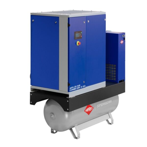Compressor de parafuso APS 20 IVR Combi Dry X G3 | 10 bar | 20 hp / 15 kW | 1100-2160 l/min | 270 L