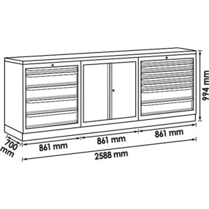 ARMÁRIO MODULAR DE OFICINA | 2,5M DE LARGURA | TAMPO DE AÇO | VIGOR - Image 2