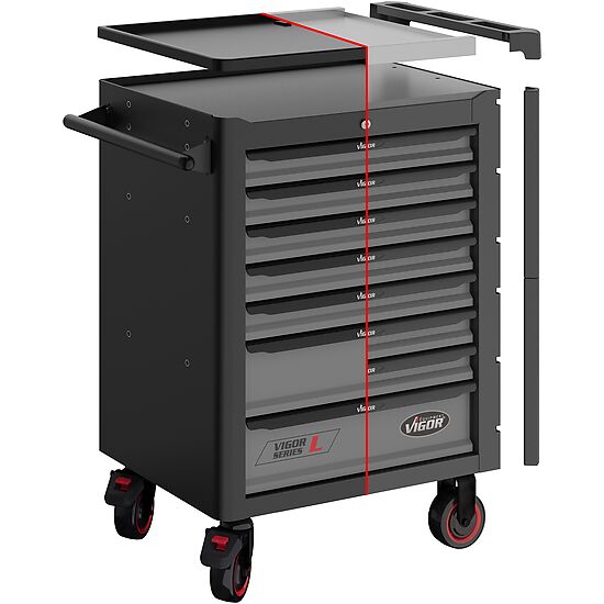 CARRINHO DE FERRAMENTAS SÉRIE L | 336 PEÇAS | TAMPO EM AÇO | VIGOR - Image 3