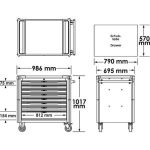 CARRINHO DE FERRAMENTAS SÉRIE XL | VAZIO | TAMPO EM AÇO | VIGOR - Image 3