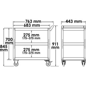 CARRINHO DE 3 PRATELEIRAS | 120 KG  | VIGOR - Image 2