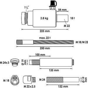 CILINDRO HIDRÁULICO TRAÇÃO/COMPRESSÃO | 18T | VIGOR - Image 2