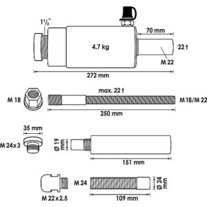 CILINDRO HIDRÁULICO TRAÇÃO/COMPRESSÃO | 32 T | VIGOR - Image 2