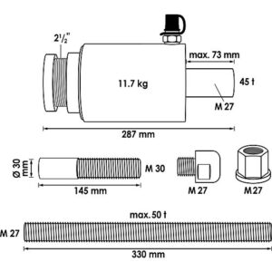 CILINDRO HIDRÁULICO TRAÇÃO/COMPRESSÃO | 45 T | VIGOR - Image 2
