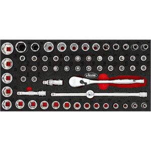 CONJUNTO DE FERRAMENTAS DE CHAVES DE CAIXA 61 PEÇAS VIGOR