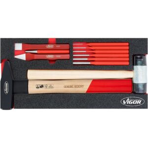 CONJUNTO DE MARTELO E CINZEL 11 PEÇAS VIGOR