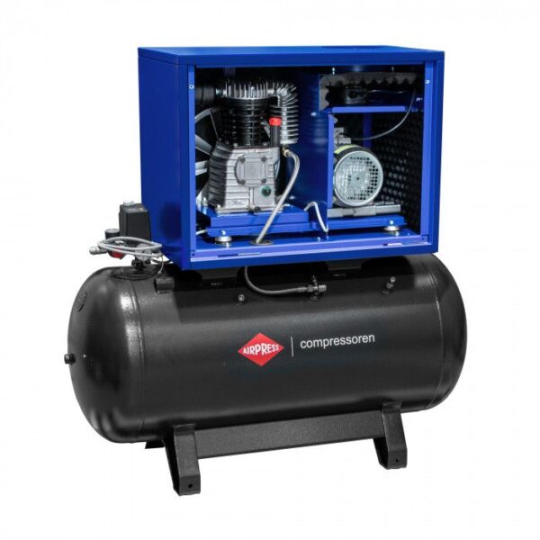 Compressor de ar silencioso de dois pistões APZ 500-200 | 10 bar | 4 CV / 3 kW | 378 l/min | 200 L