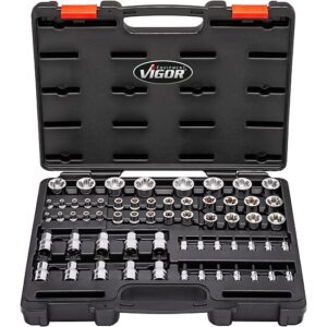 JOGO DE ENCAIXES PARA CHAVE DE CAIXA T-PLUS | 60 PEÇAS | VIGOR - Image 3