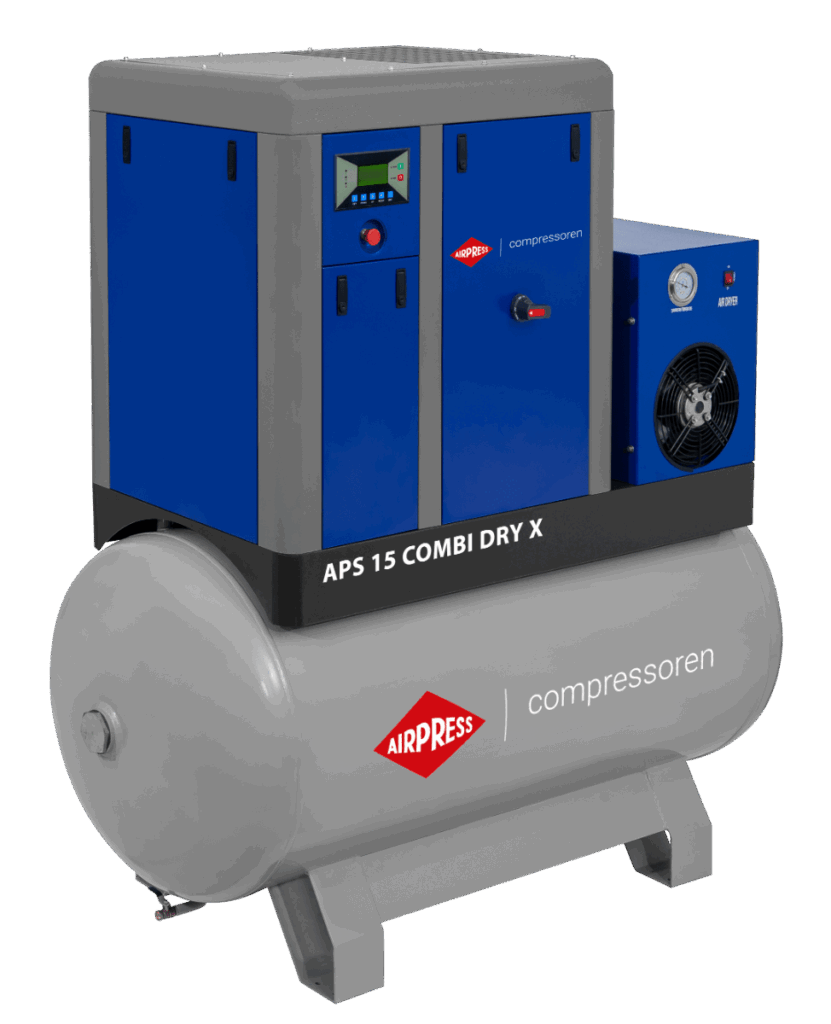Compressor de parafuso APS 15 Combi Dry X 10 bar 15 CV 1410 l/min 500 L