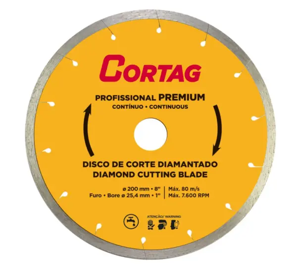 DISCO DIAMANTADO CONTÍNUO PROF. PREMIUM 200 MM CORTAG