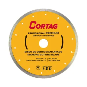 DISCO DIAMANTADO CONTÍNUO PROF. PREMIUM 250 MM CORTAG