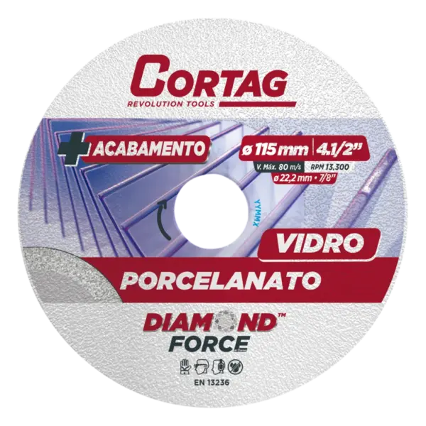 DISCO DIAMANTADO PORCELANATOVIDRO 115 MM CORTAG