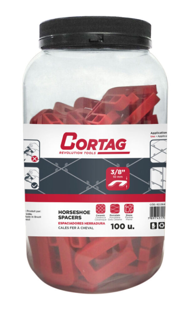 ESPAÇADOR FERRADURA | 10 MM | POTE 100 UN | CORTAG