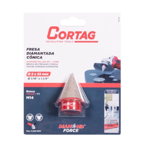 FRESA DIAMANTADA CÓNICA | 35 X 75 MM | ROSCA 5/8 | CORTAG