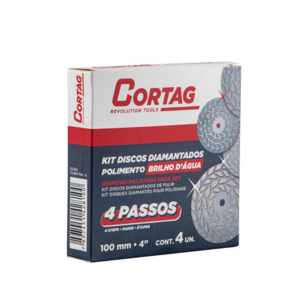 KIT DISCOS DIAMANTADOS | P/ POLIMENTO | 4 FASES | Ø100 MM | CORTAG