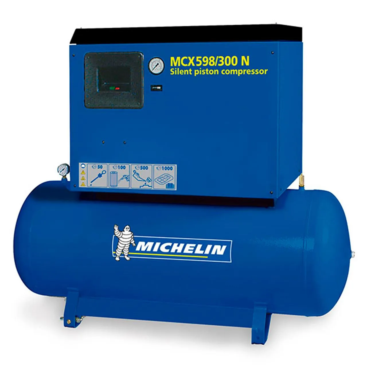 COMPRESSOR SILENCIOSO DE PISTÃO COM DEPÓSITO 270L 10 BAR 625L/MIN 5.5 HP 380V | MICHELIN - Image 1
