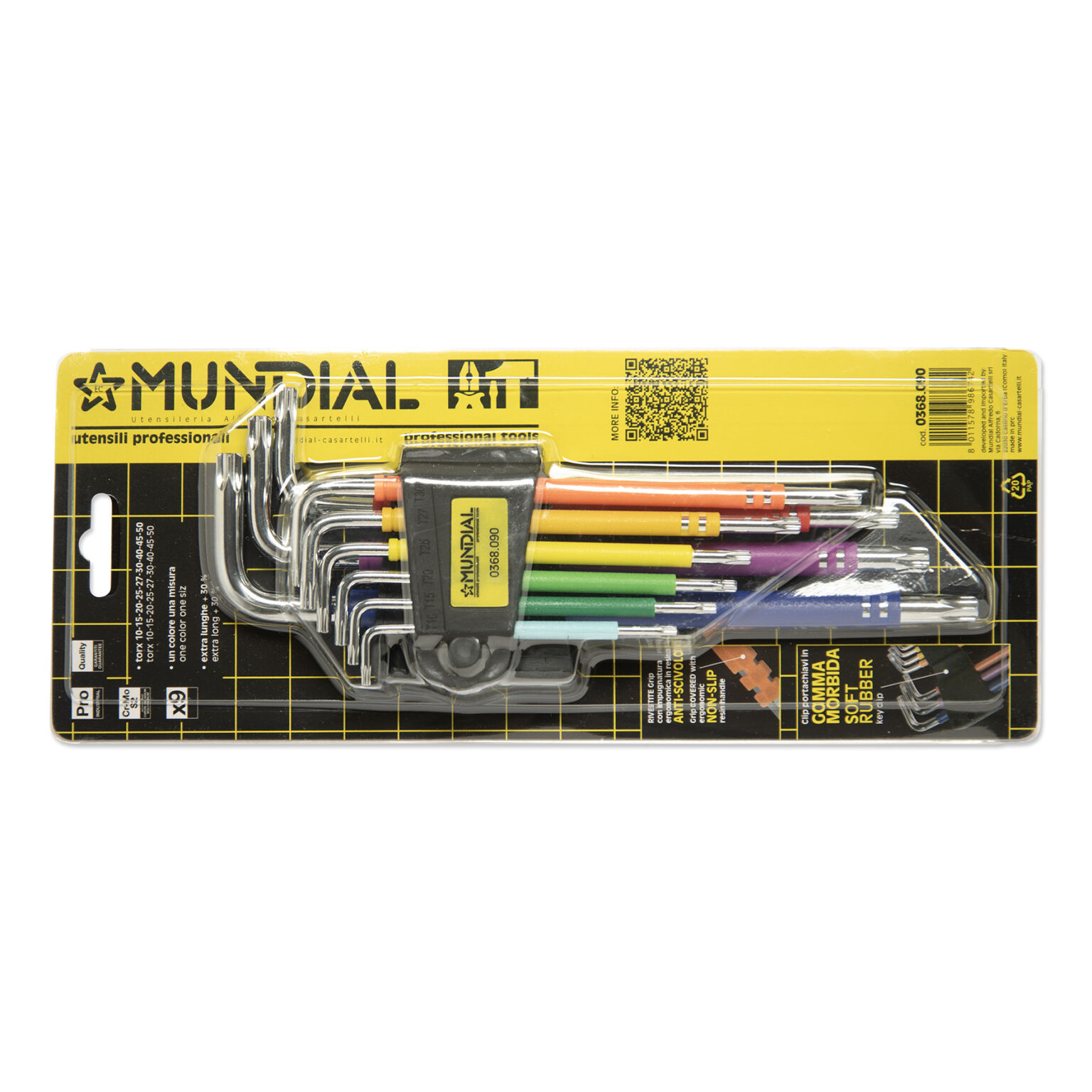 CONJUNTO 9 CHAVES TORX EXTRA LONGAS PLASTIFICADAS MULTICOLOR | MUNDIAL - Image 1