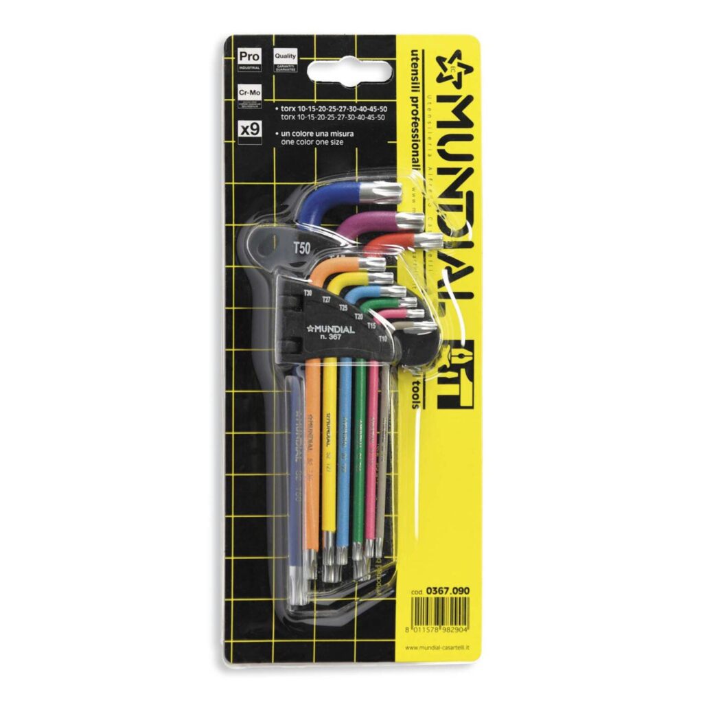 CONJUNTO 9 CHAVES TORX LONGAS MULTICOLOR TX10 A TX50 | MUNDIAL