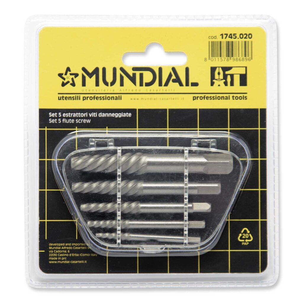 CONJUNTO 5 EXTRATORES PARA PARAFUSOS DANIFICADOS | MUNDIAL