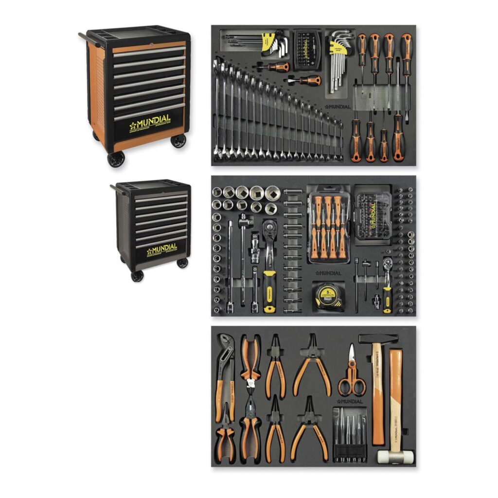 CARRO PRO 7 GAVETAS COM 228 FERRAMENTAS CINZENTO | MUNDIAL