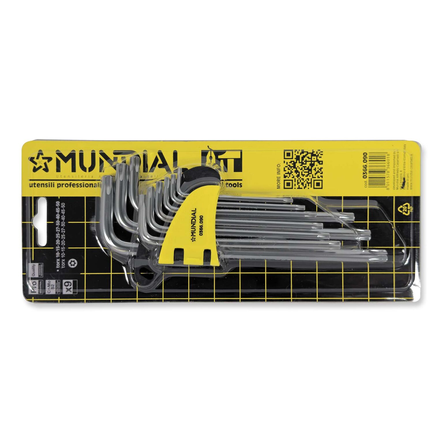 CONJUNTO 9 CHAVES TORX LONGAS COM FURO TX10 A TX50 | MUNDIAL - Image 2