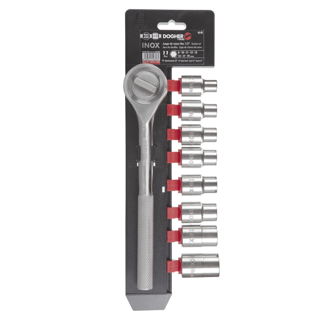 JOGO 8 UD. CHAVECAIXA+ROQUETE 1/2 INOX | DOGHER