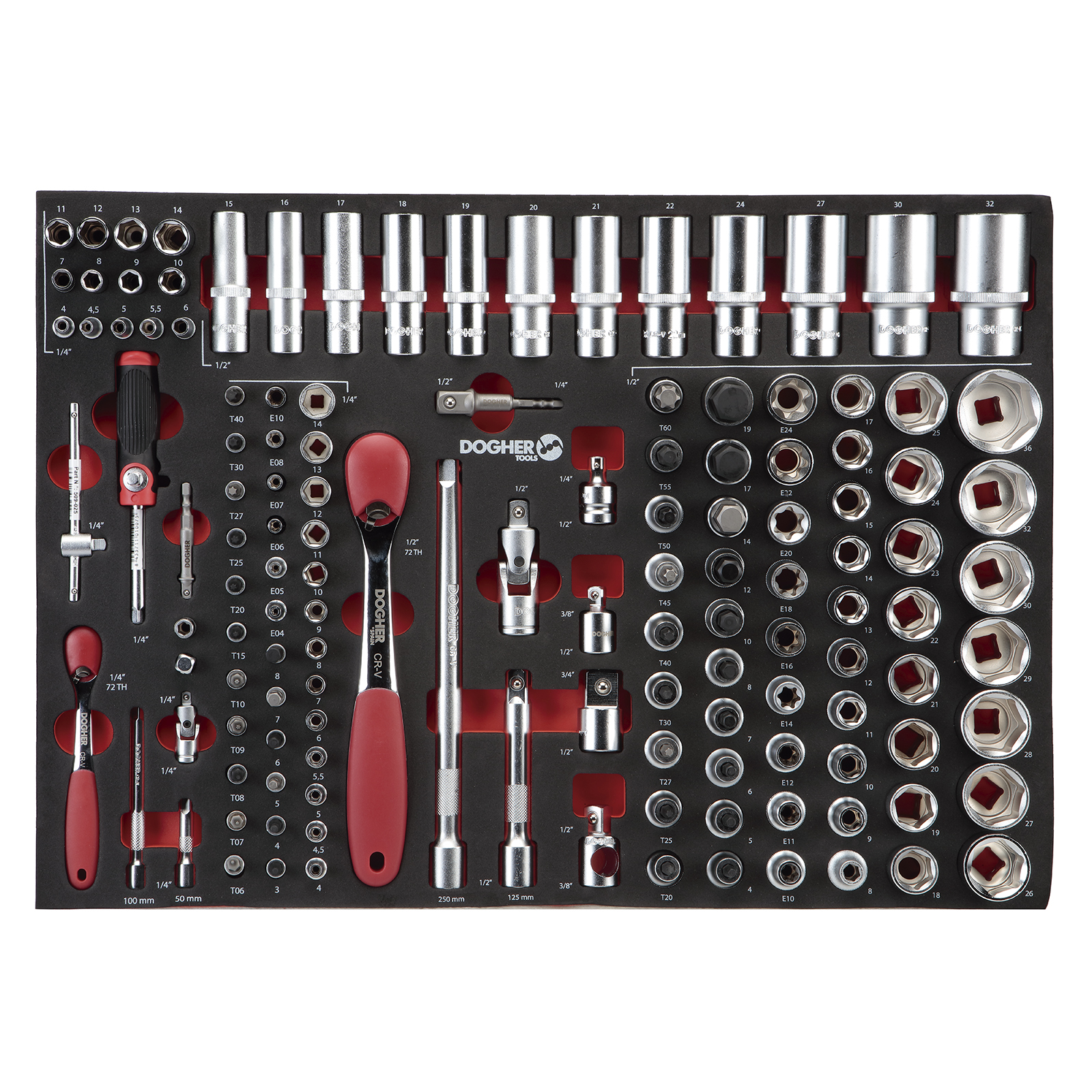 BAN.ESP CHAVE CAIXA 1/4 E 1/2 132 PCS ENTERA | DOGHER - Image 1
